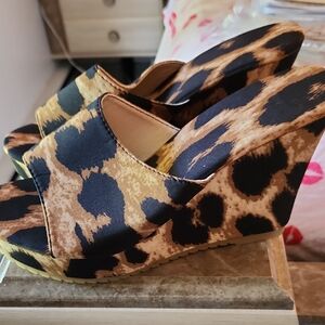 Leopard Print Wedge Sandals